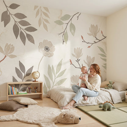 Paper Texture Wallpaper Watercolor Removable Botanical Wall Decor