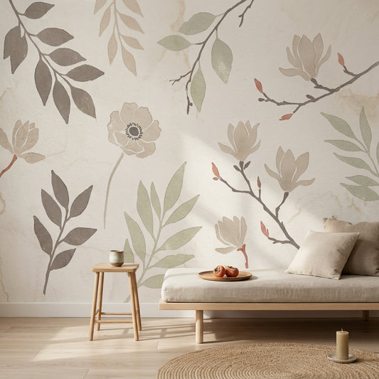 Paper Texture Wallpaper Watercolor Removable Botanical Wall Decor