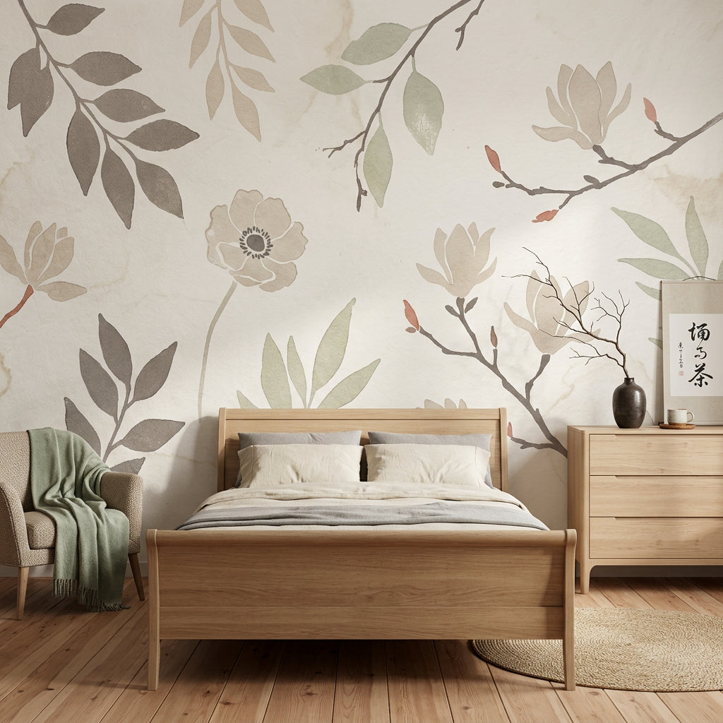 Paper Texture Wallpaper Watercolor Removable Botanical Wall Decor