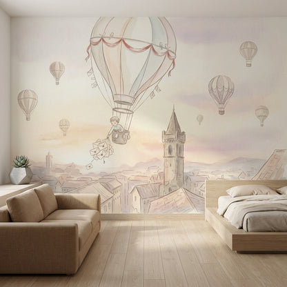 Hot Air Balloon Wallpaper Balloon Ride Removable Nursery Wall Decor