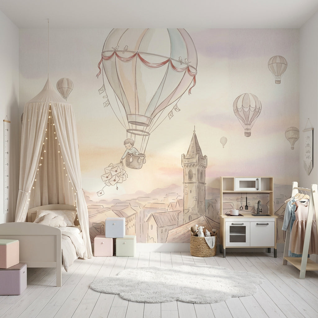 Hot Air Balloon Wallpaper Balloon Ride Removable Nursery Wall Decor