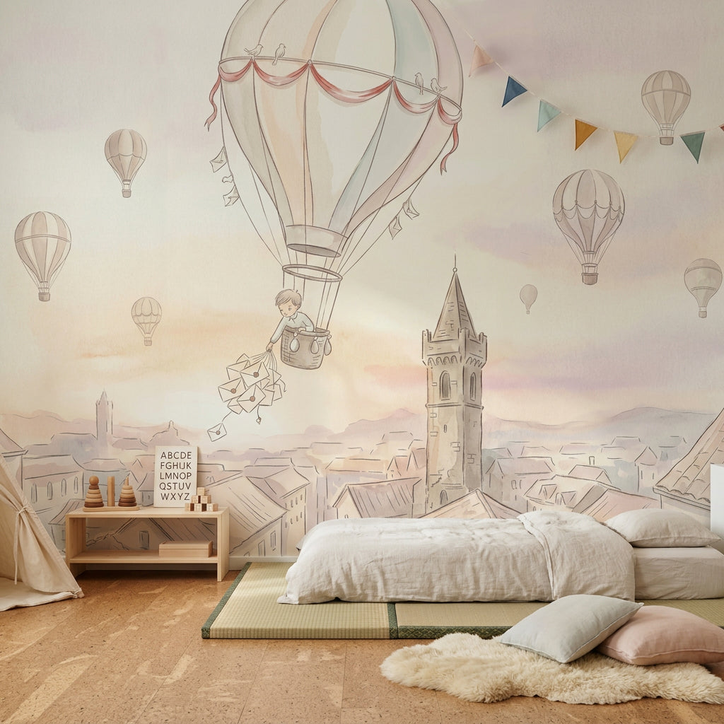 Hot Air Balloon Wallpaper Balloon Ride Removable Nursery Wall Decor