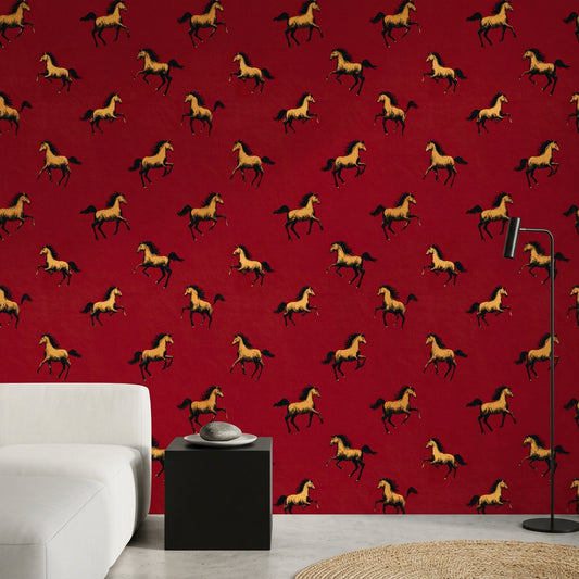 Equestrian Wallpaper Horses Galloping Decorative Mural