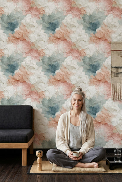 Abstract Watercolor Wallpaper Textured Paper Removable Cream Background Wall Decor