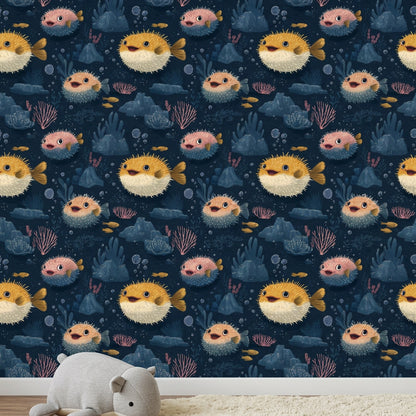 Underwater Wallpaper Pufferfish Removable Ocean Wall Decor