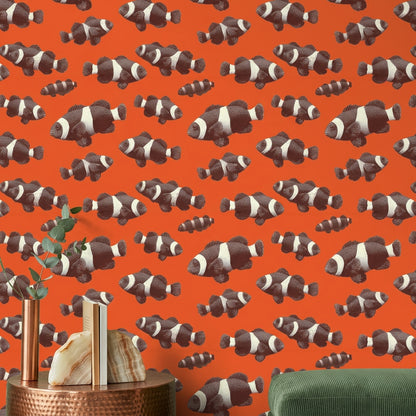 Clownfish Wallpaper Tropical Fish Orange Background Decorative Mural