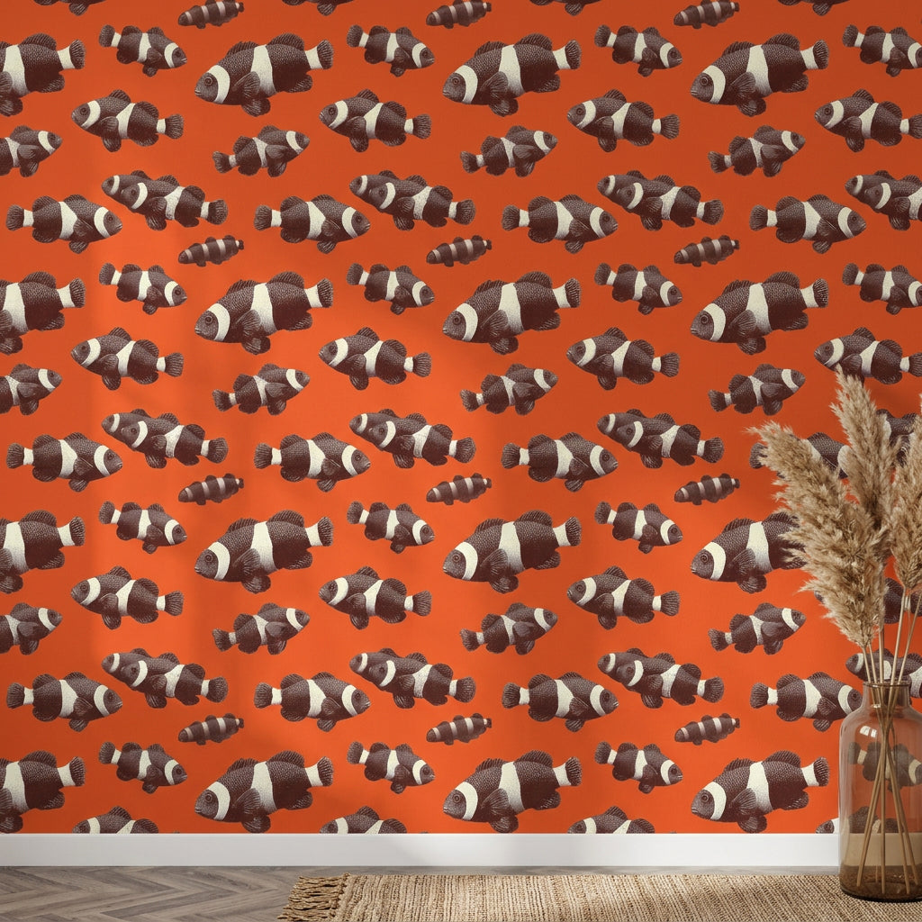 Clownfish Wallpaper Tropical Fish Orange Background Decorative Mural