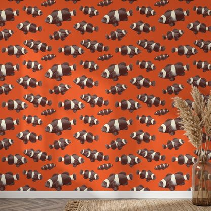 Clownfish Wallpaper Tropical Fish Orange Background Decorative Mural