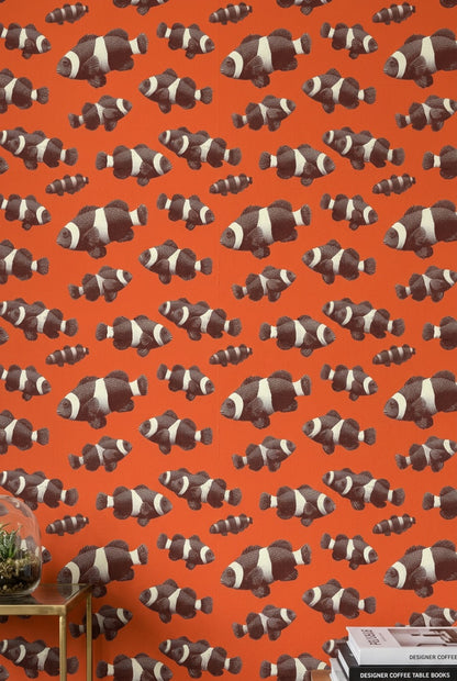 Clownfish Wallpaper Tropical Fish Orange Background Decorative Mural