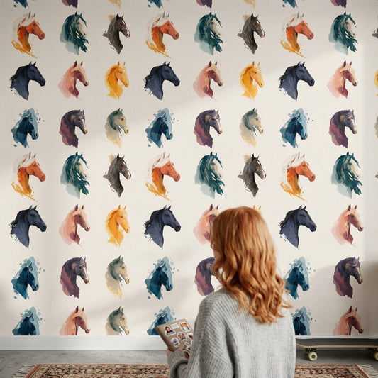 Horse Wallpaper Equestrian Removable Animal Portrait Wall Double Roll