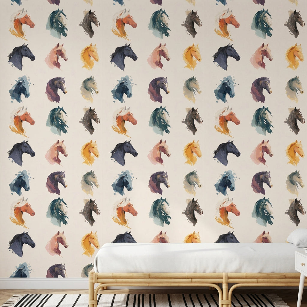 Horse Wallpaper Equestrian Removable Animal Portrait Wall Decor