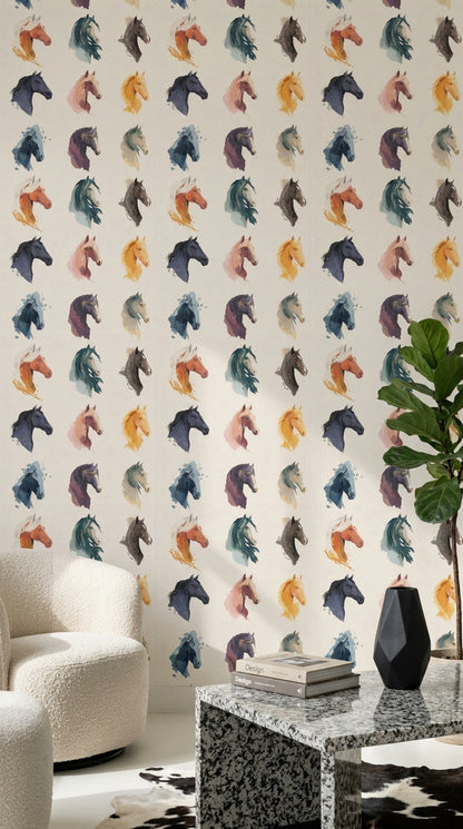Horse Wallpaper Equestrian Removable Animal Portrait Wall Decor