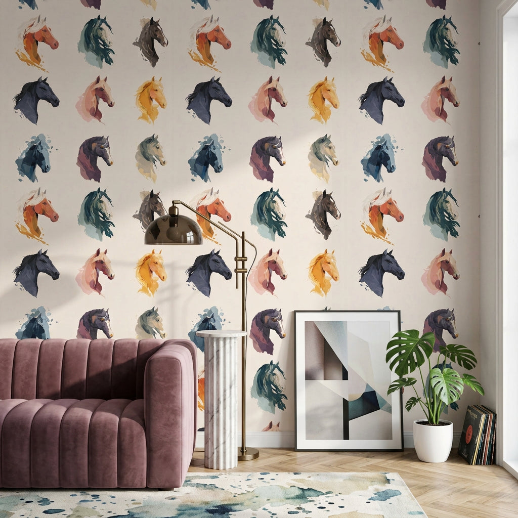 Horse Wallpaper Equestrian Removable Animal Portrait Wall Decor