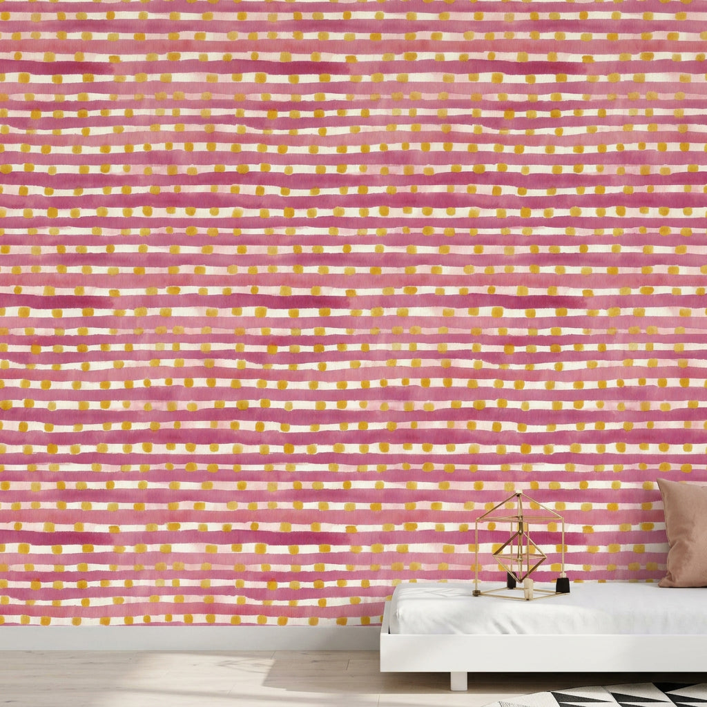 Abstract Pattern Wallpaper Watercolor Stripes Removable Dotty Wall Decor