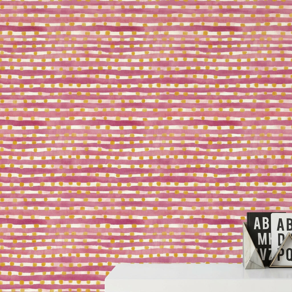 Abstract Pattern Wallpaper Watercolor Stripes Removable Dotty Wall Decor