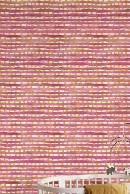 Abstract Pattern Wallpaper Watercolor Stripes Removable Dotty Wall Decor