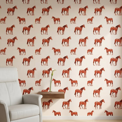 Horse Wallpaper Equestrian Removable Animal Motif Wall Decor