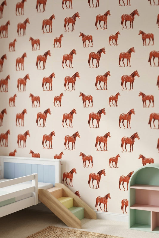 Horse Wallpaper Equestrian Removable Animal Motif Wall Double Roll