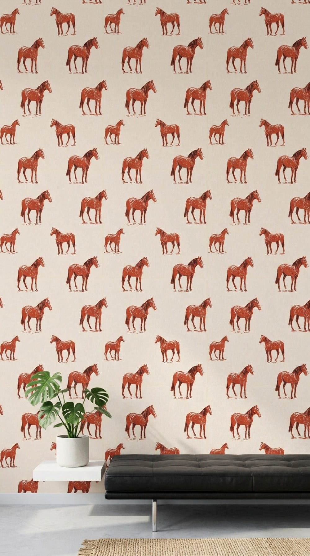 Horse Wallpaper Equestrian Removable Animal Motif Wall Decor