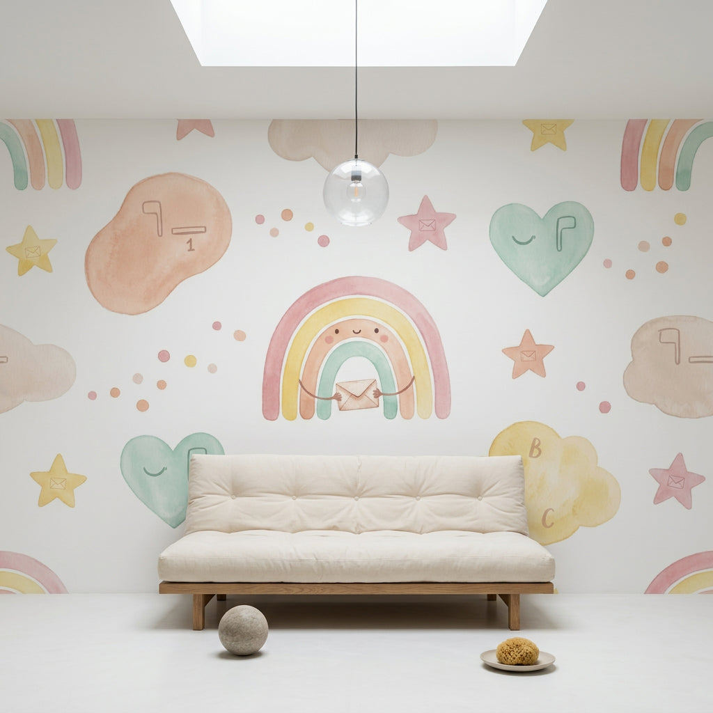 White Background Wallpaper Pastel Removable Kids Wall Decor