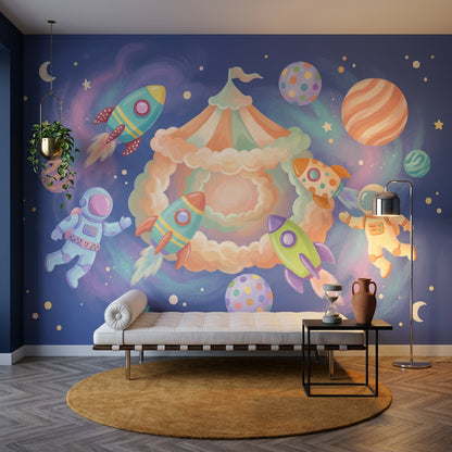 Space Wallpaper Astronauts Rockets Removable Wall Decor