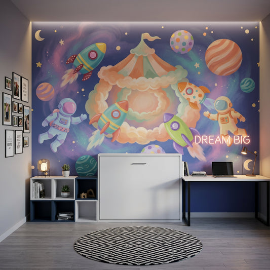Space Wallpaper Astronauts Rockets Removable Wall Decor