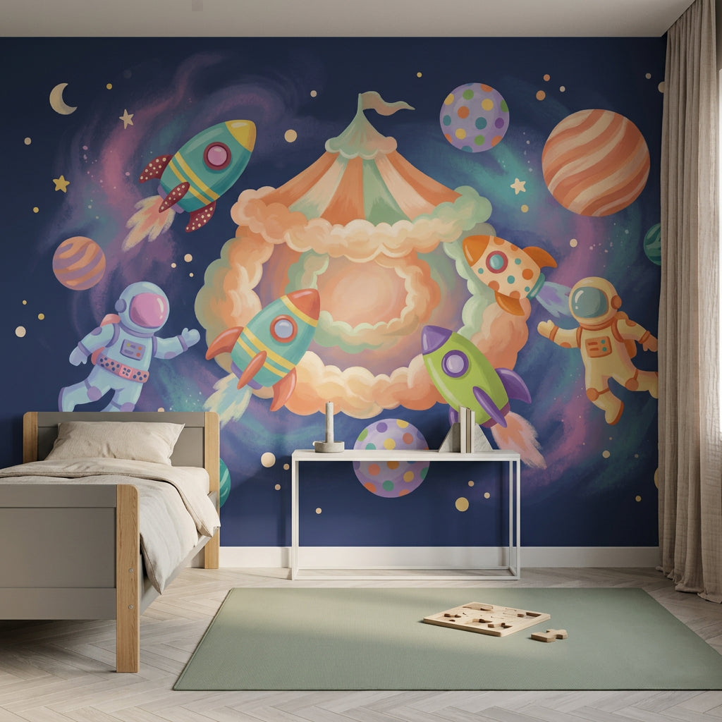 Space Wallpaper Astronauts Rockets Removable Wall Decor
