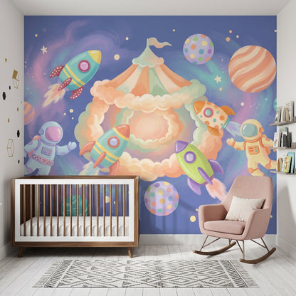 Space Wallpaper Astronauts Rockets Removable Wall Decor