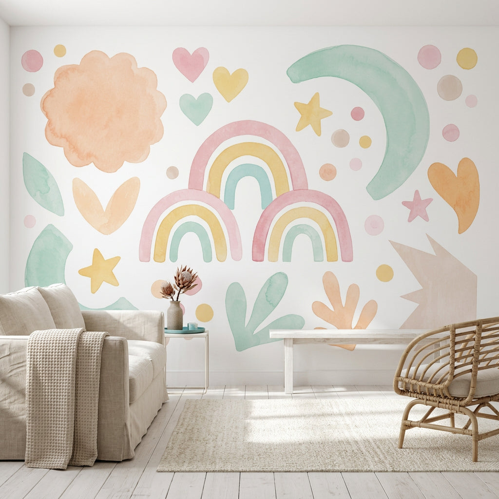 White Background Wallpaper Nursery Kids Wall Mural