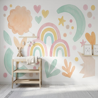 White Background Wallpaper Nursery Kids Wall Mural