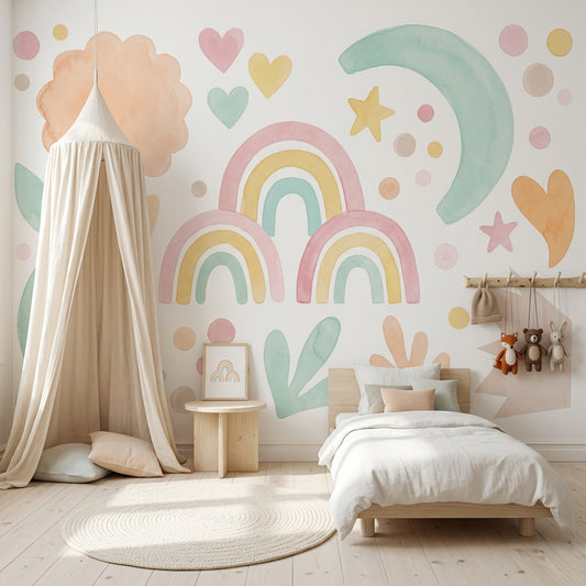 White Background Wallpaper Nursery Kids Wall Mural
