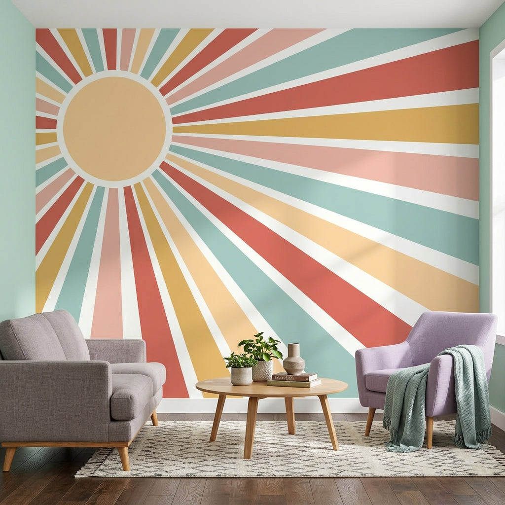 Mid Century Modern Wallpaper Retro Geometric Removable Wall Decor