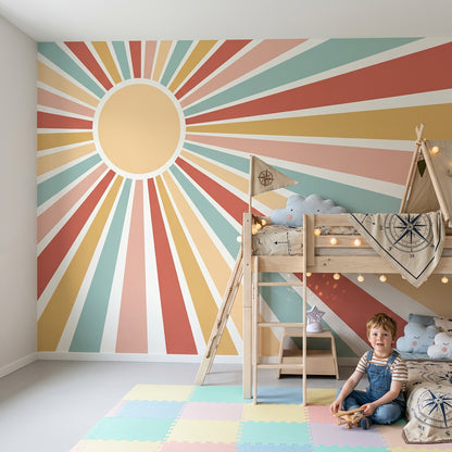 Mid Century Modern Wallpaper Retro Geometric Removable Wall Decor