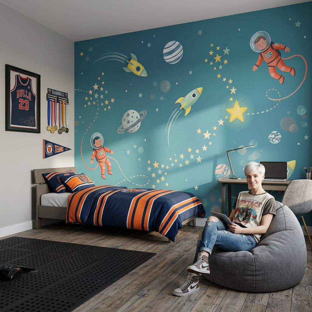 Space Wallpaper Astronauts Rockets Wall Mural
