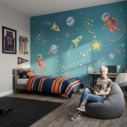 Space Wallpaper Astronauts Rockets Wall Mural