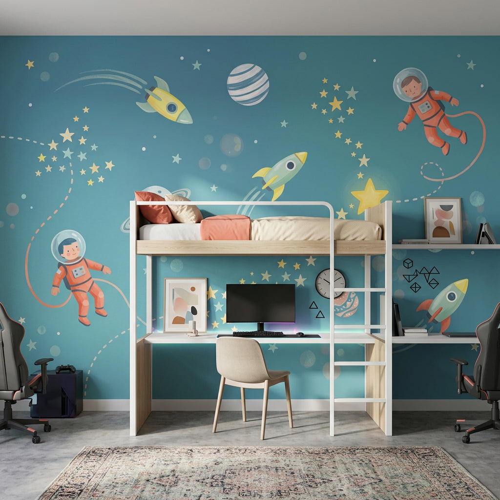 Space Wallpaper Astronauts Rockets Wall Mural