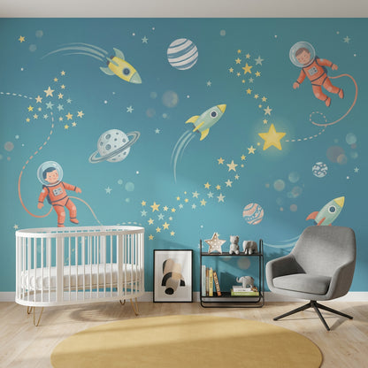 Space Wallpaper Astronauts Rockets Wall Mural