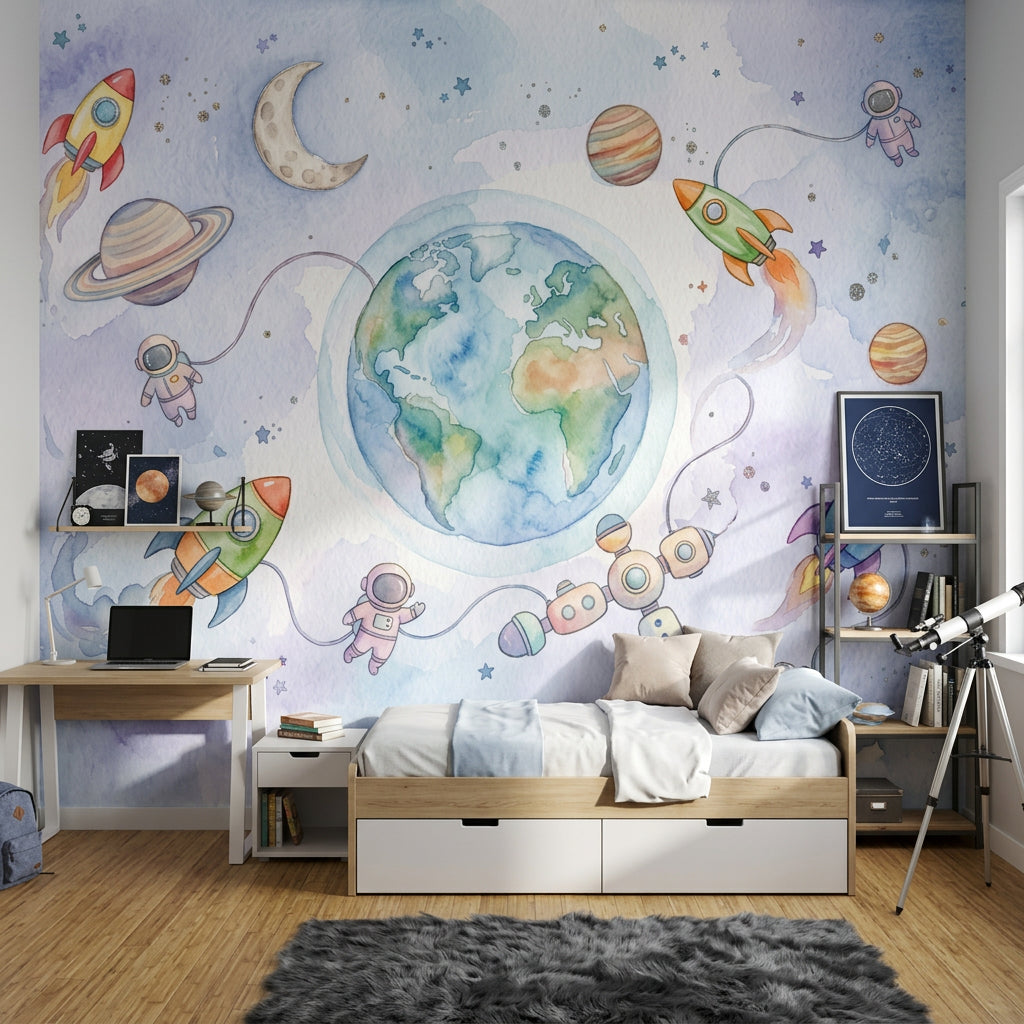 Watercolor Texture Wallpaper Painted Wash Pastel Space Wall Mural