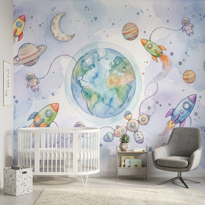 Watercolor Texture Wallpaper Painted Wash Pastel Space Wall Mural