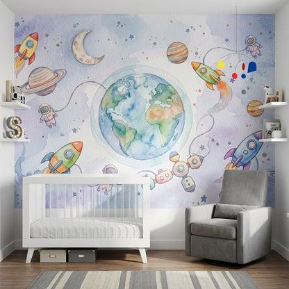Watercolor Texture Wallpaper Painted Wash Pastel Space Wall Mural