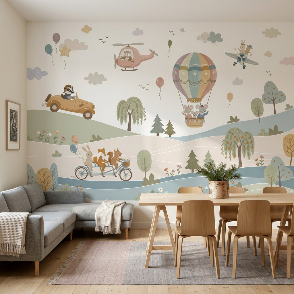 Hot Air Balloon Wallpaper Storybook Nursery Removable Wall Decor