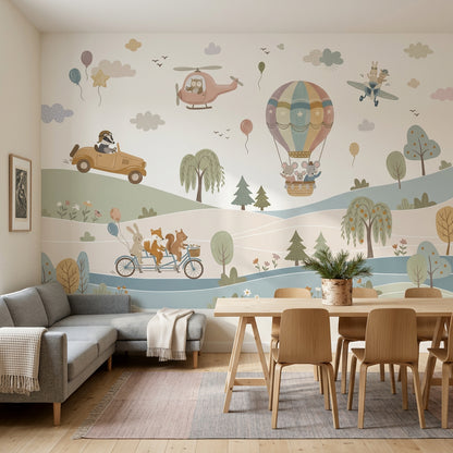 Hot Air Balloon Wallpaper Storybook Nursery Removable Wall Decor