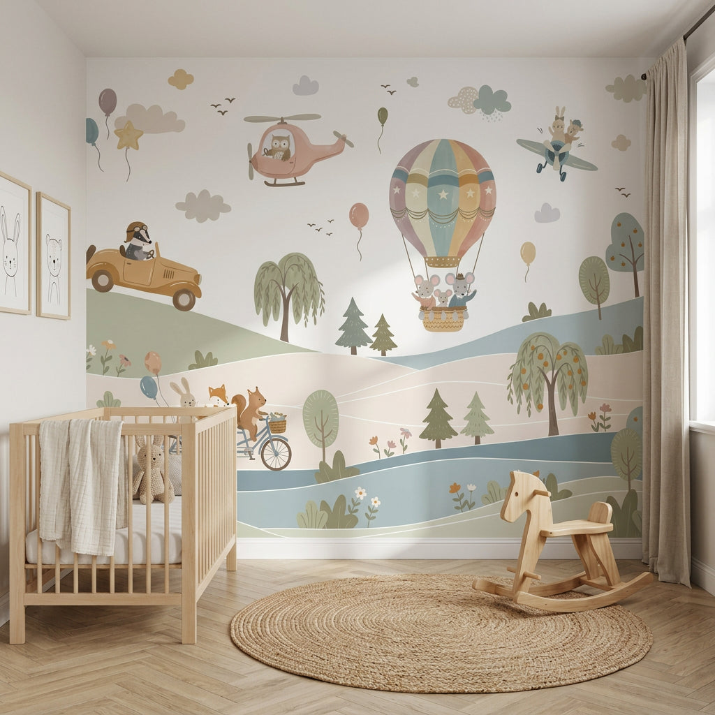 Hot Air Balloon Wallpaper Storybook Nursery Removable Wall Decor