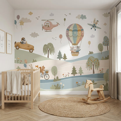 Hot Air Balloon Wallpaper Storybook Nursery Removable Wall Decor