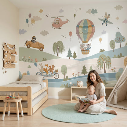 Hot Air Balloon Wallpaper Storybook Nursery Removable Wall Decor