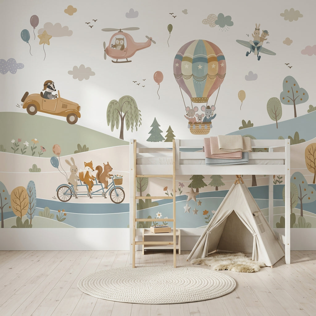 Hot Air Balloon Wallpaper Storybook Nursery Removable Wall Decor
