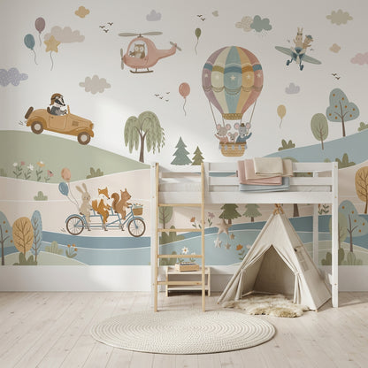 Hot Air Balloon Wallpaper Storybook Nursery Removable Wall Decor
