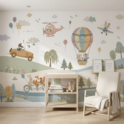 Hot Air Balloon Wallpaper Storybook Nursery Removable Wall Decor