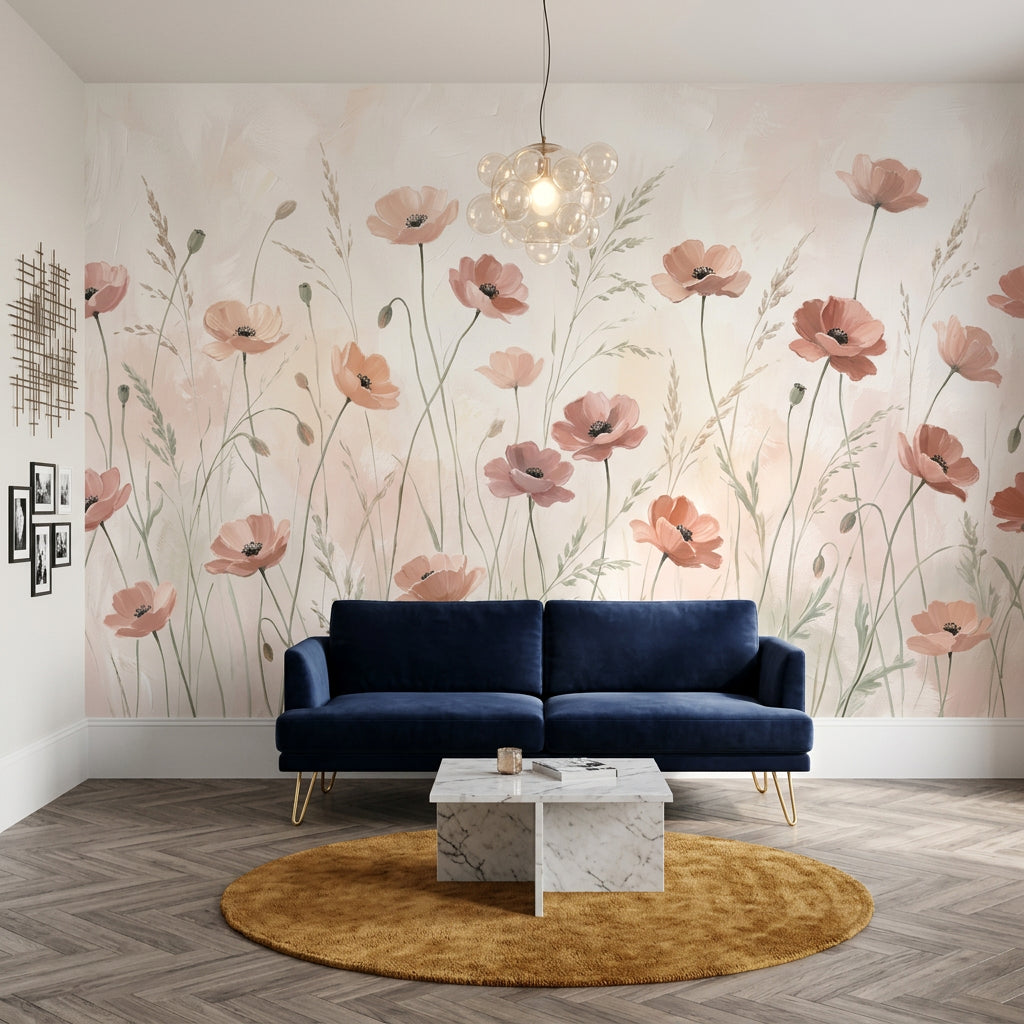Poppy Flowers Wallpaper Soft Floral Wildflower Meadow Wall Mural