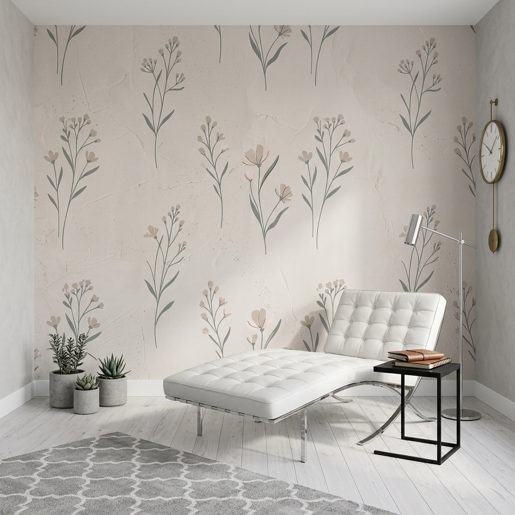 Muted Green Wallpaper Scandinavian Removable Minimalist Wall Decor
